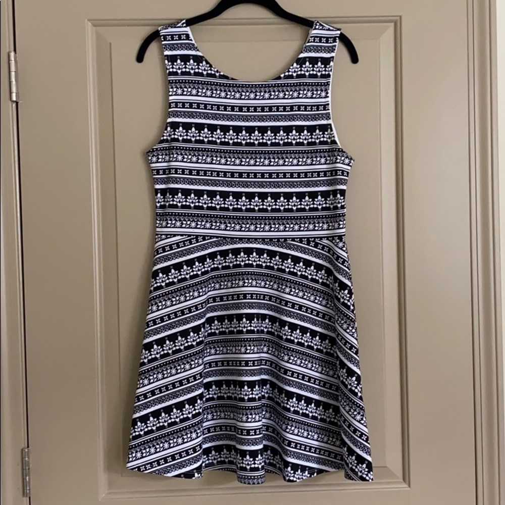 Divided black and white skater dress